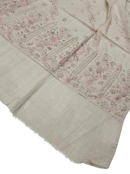 Ivory Whisper – Hand Embroidered Kashmiri Shawl