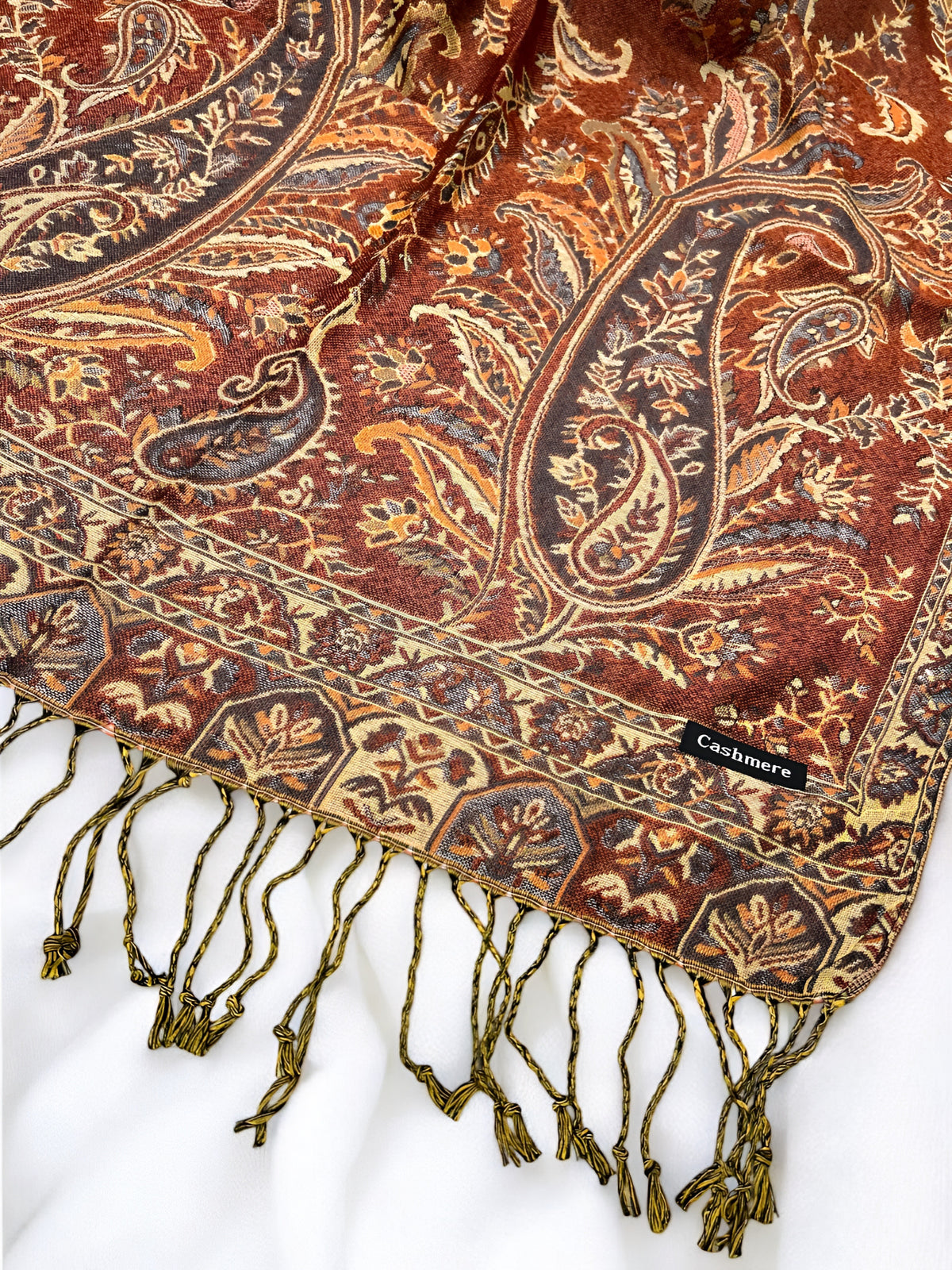 Rust Mauve Persian Garden Paisley Two-Tone Pashmina Hijab