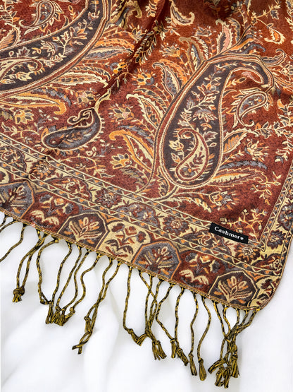 Rust Mauve Persian Garden Paisley Two-Tone Pashmina Hijab