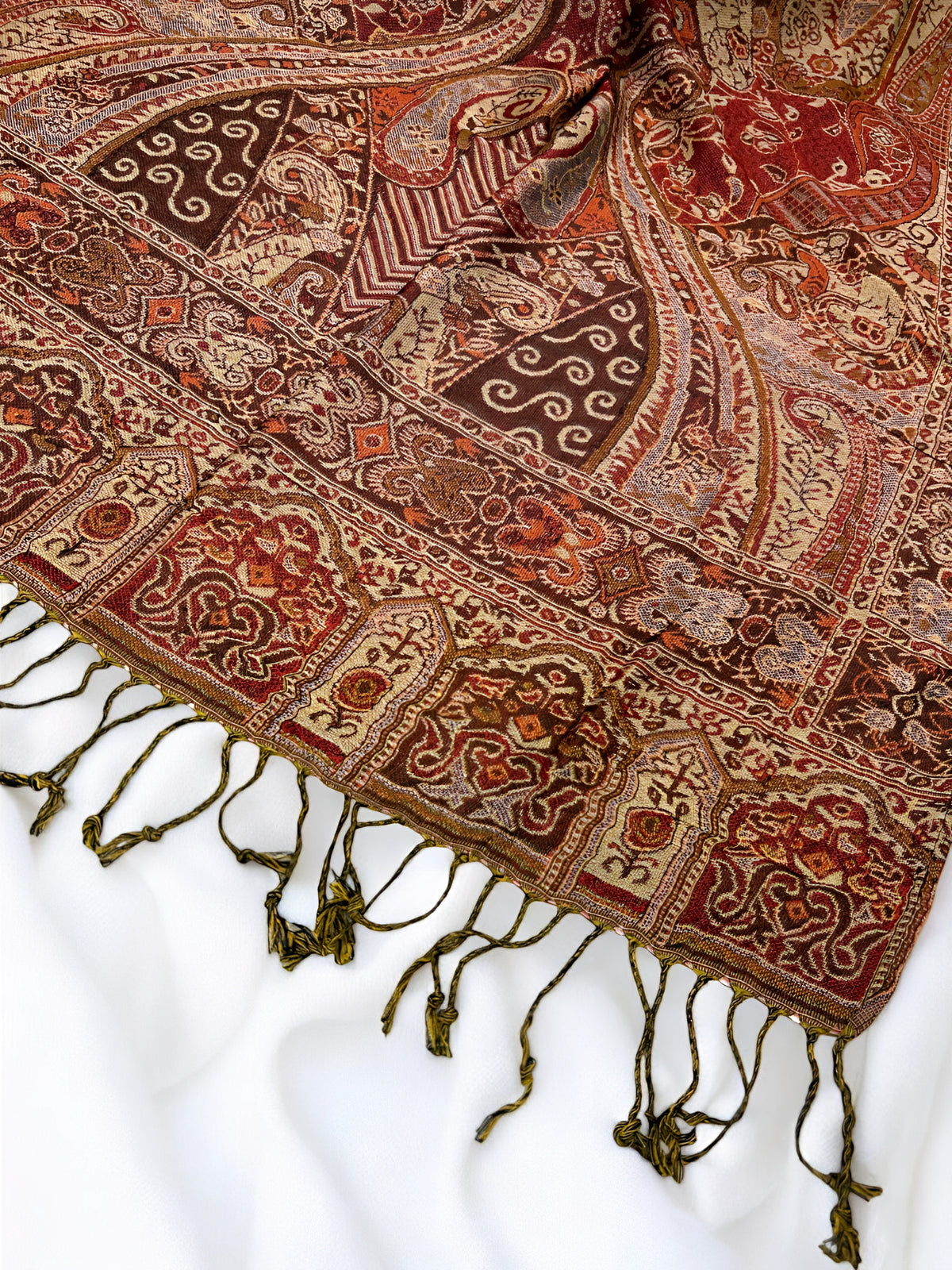 Fawn Skin Persian Paisley Dual-Tone Pashmina Hijab