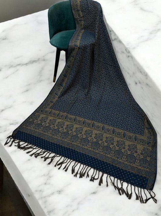 Starry Paisley Pashmina Shawl - Azure Beige