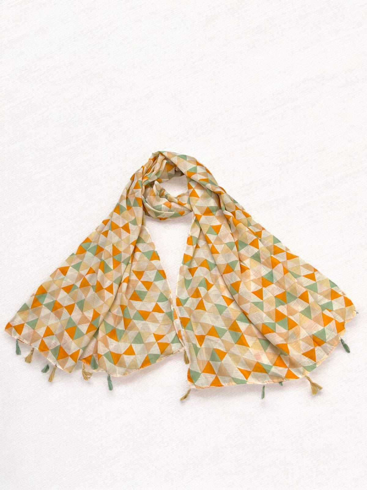 Beige Tangerine Triangle Printed Modal Hijab