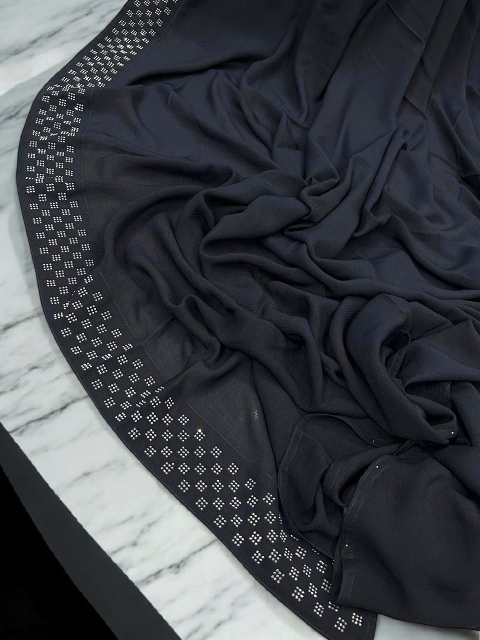 Iron Grey Squares Border Korean Shaal