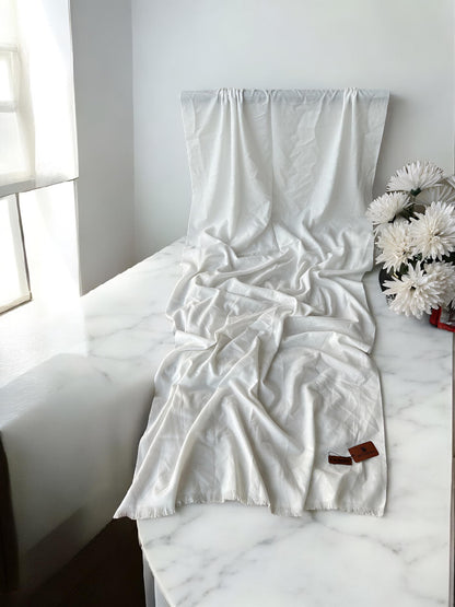 Plain Cashmere Hijab Scarf - White