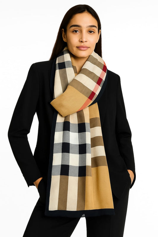 Printed Viscose Wool Hijab - Brown Burberry