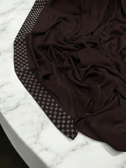 Brunette Brown Squares Border Korean Shaal