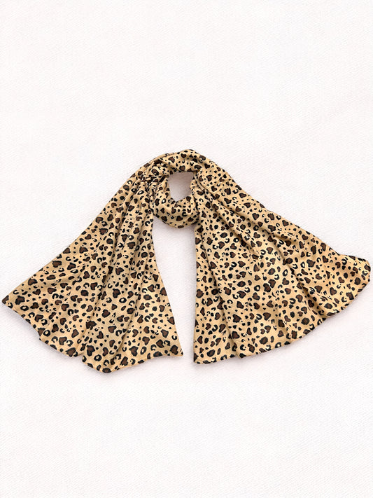 Beige Black Leopard Printed Modal Hijab