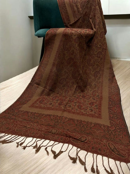 Beige Red Little Paisleys Two-Tone Pashmina Hijab