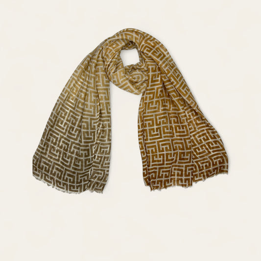 Beige Brown Maze Printed Modal Hijab