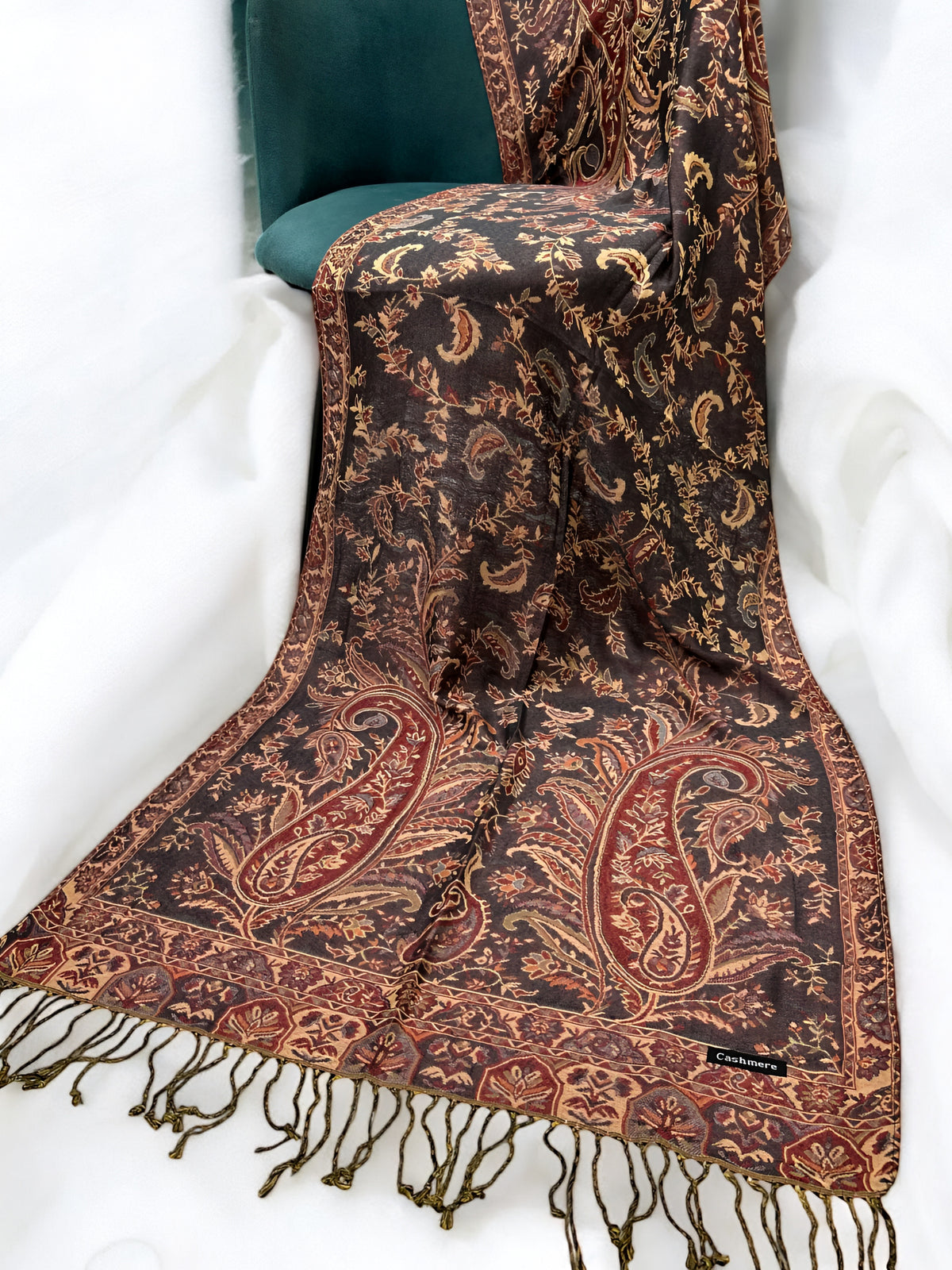 Mauve Purple Peach Persian Garden Paisley Two-Tone Pashmina Hijab