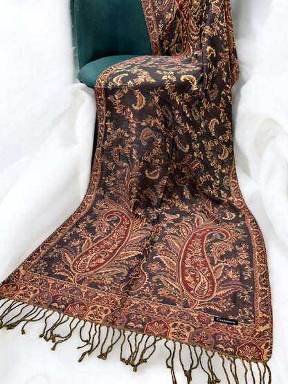Mauve Purple Peach Persian Garden Paisley Two-Tone Pashmina Hijab