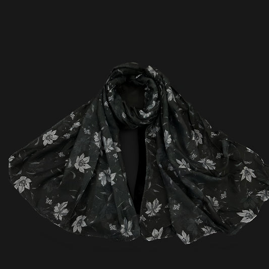 Black Grey Azalea Printed Modal Hijab