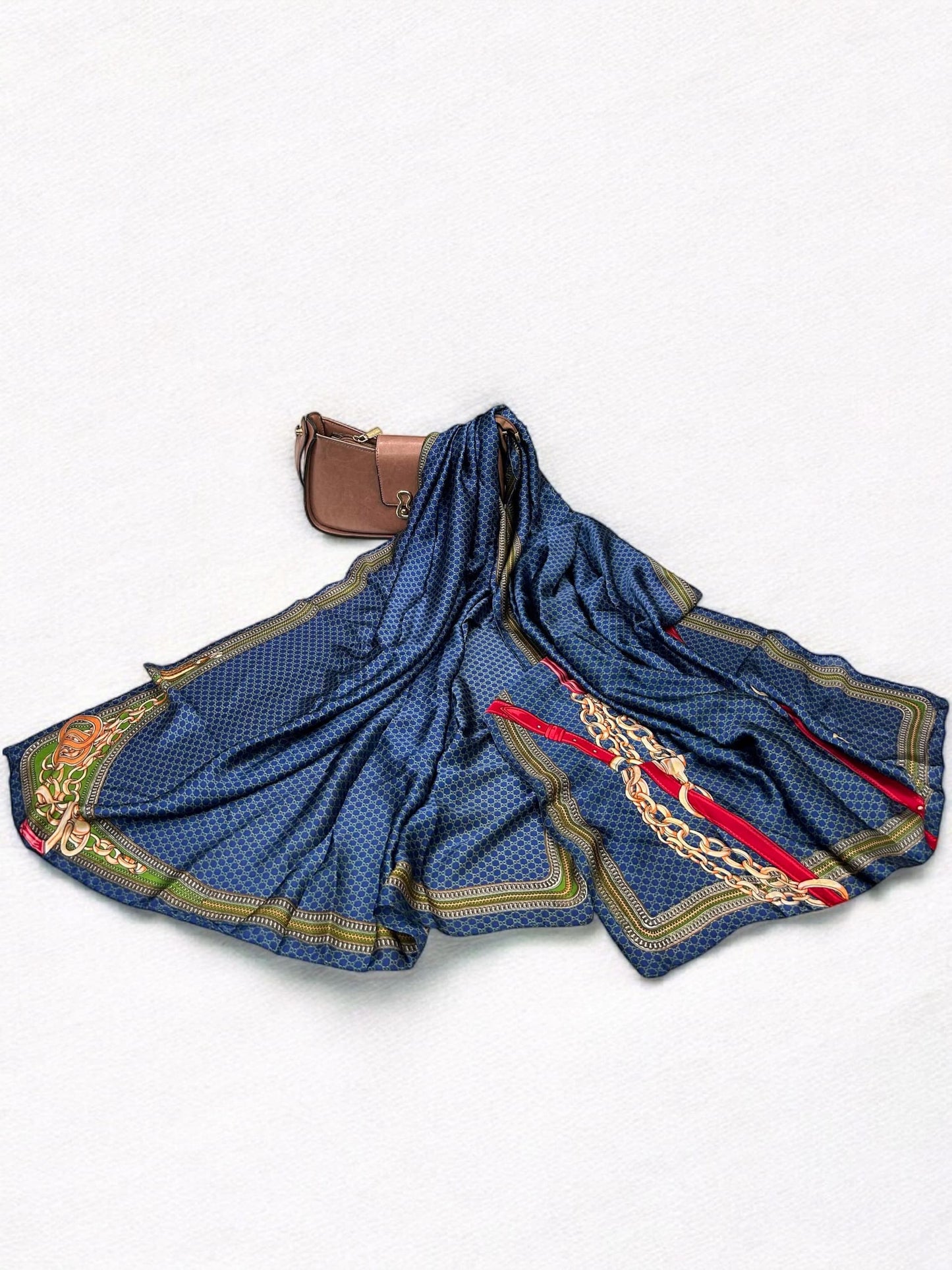 Large Satin Silk Scarf - Blue Gucci