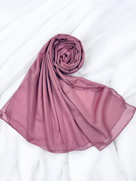 Puce Pink - Crinkle Shimmer Chiffon Wedding Party Occasion Hijab Scarf