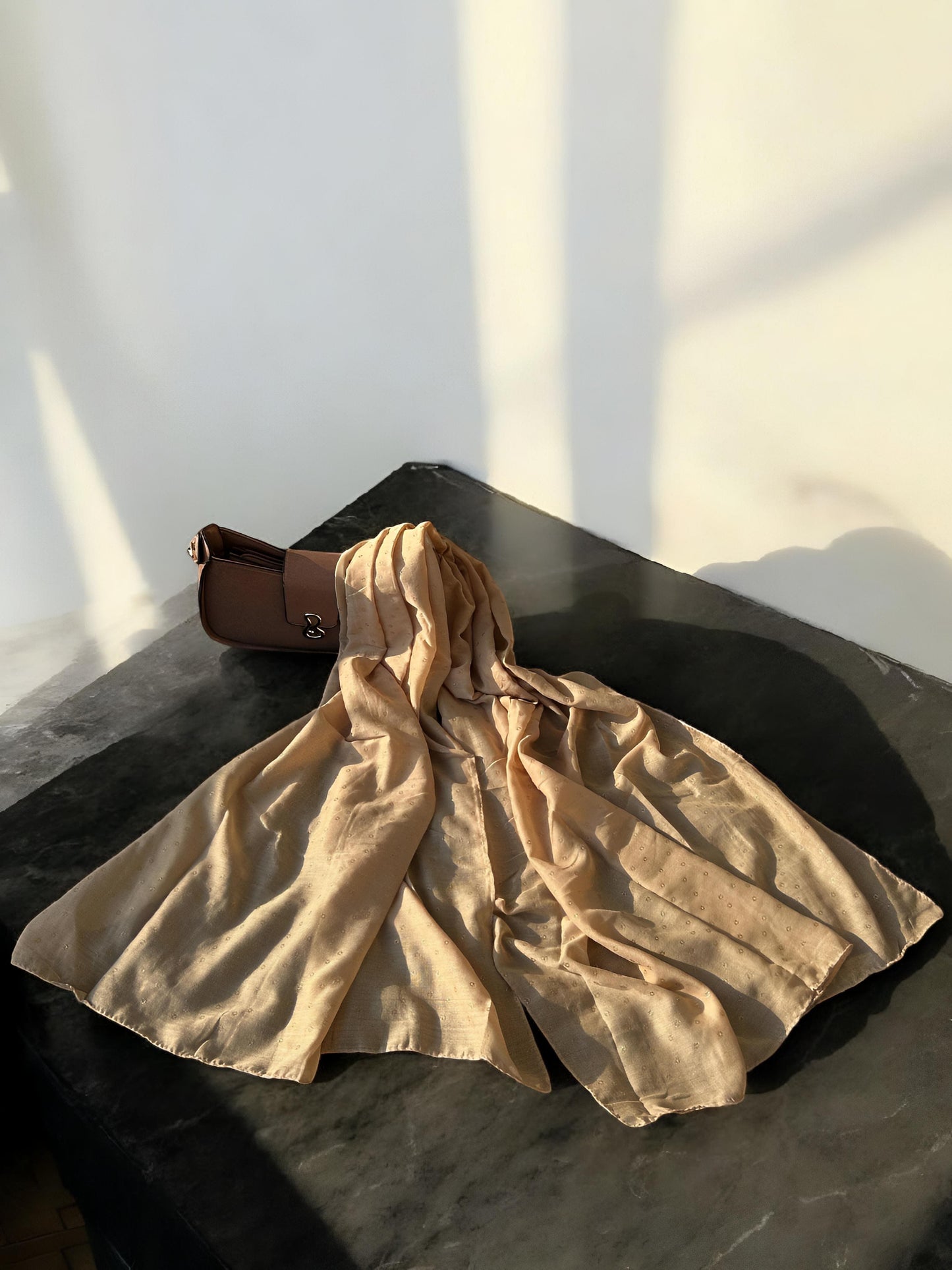 Sand Brown Rose Sequence Hijab