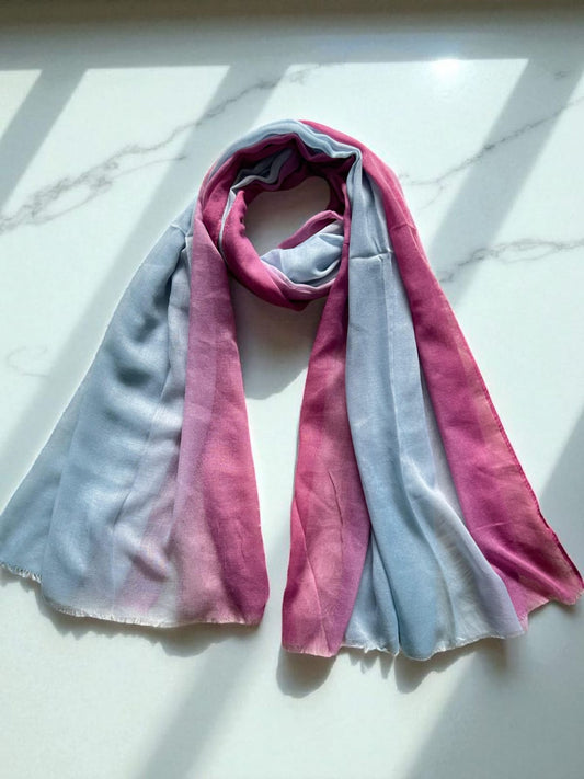 Blue Barbie Pink Tie-Dye Printed Modal Hijab