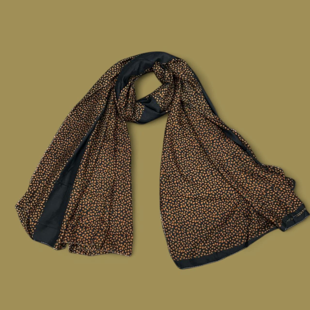Black Little Leaves Printed Lawn Hijab