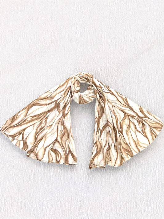 Coffee Brown Tie-Dye Printed Modal Hijab
