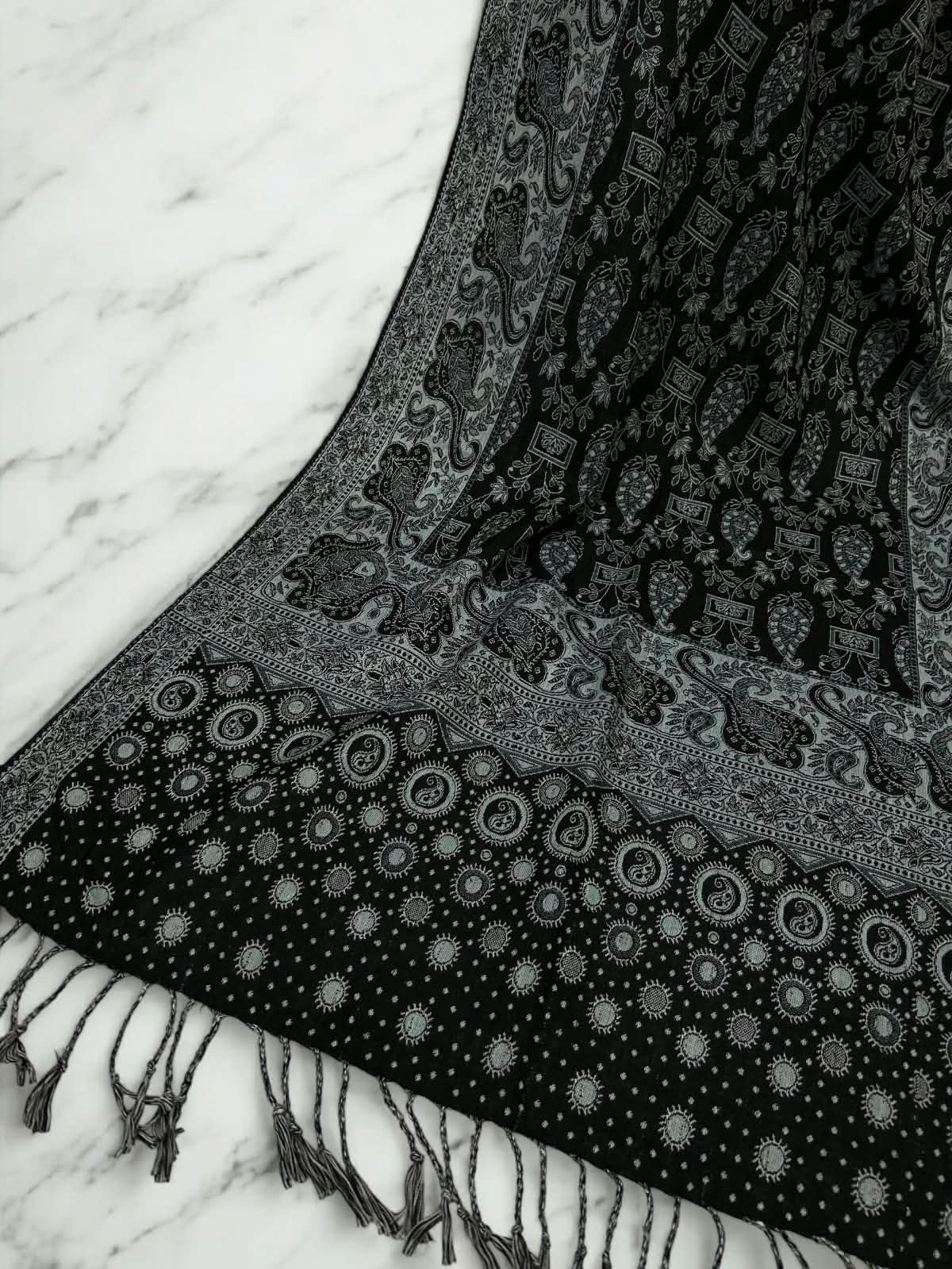 Black Ice Dotted Dual Tone Pashmina Hijab