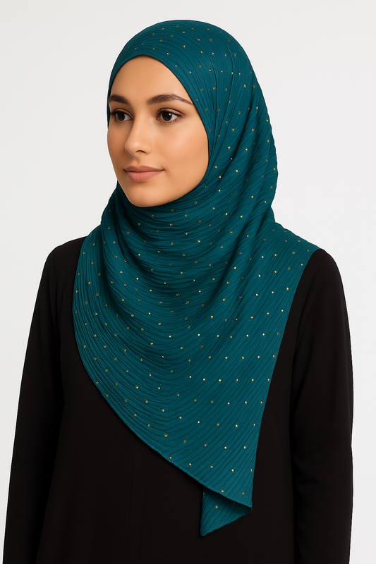 Dusty Teal - Stripple Dot Fancy Hijab