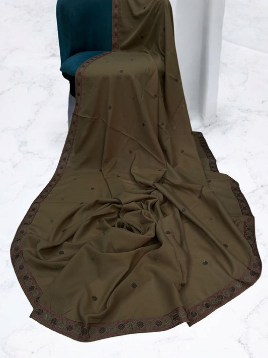 Mud Brown Rosegold Circles Fancy Embroidered Shaal