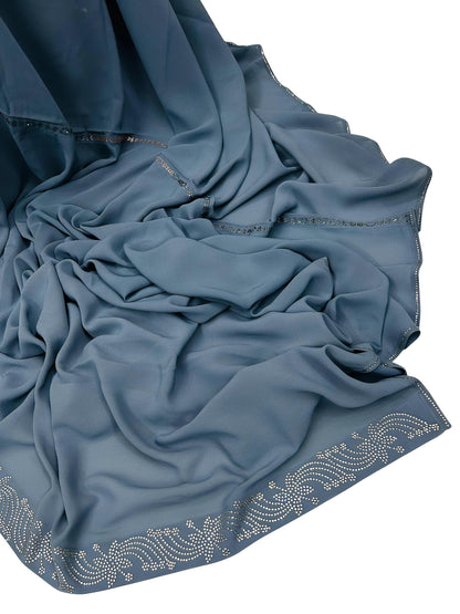 Luxury Denim Blue Sparkle Korean Shaal