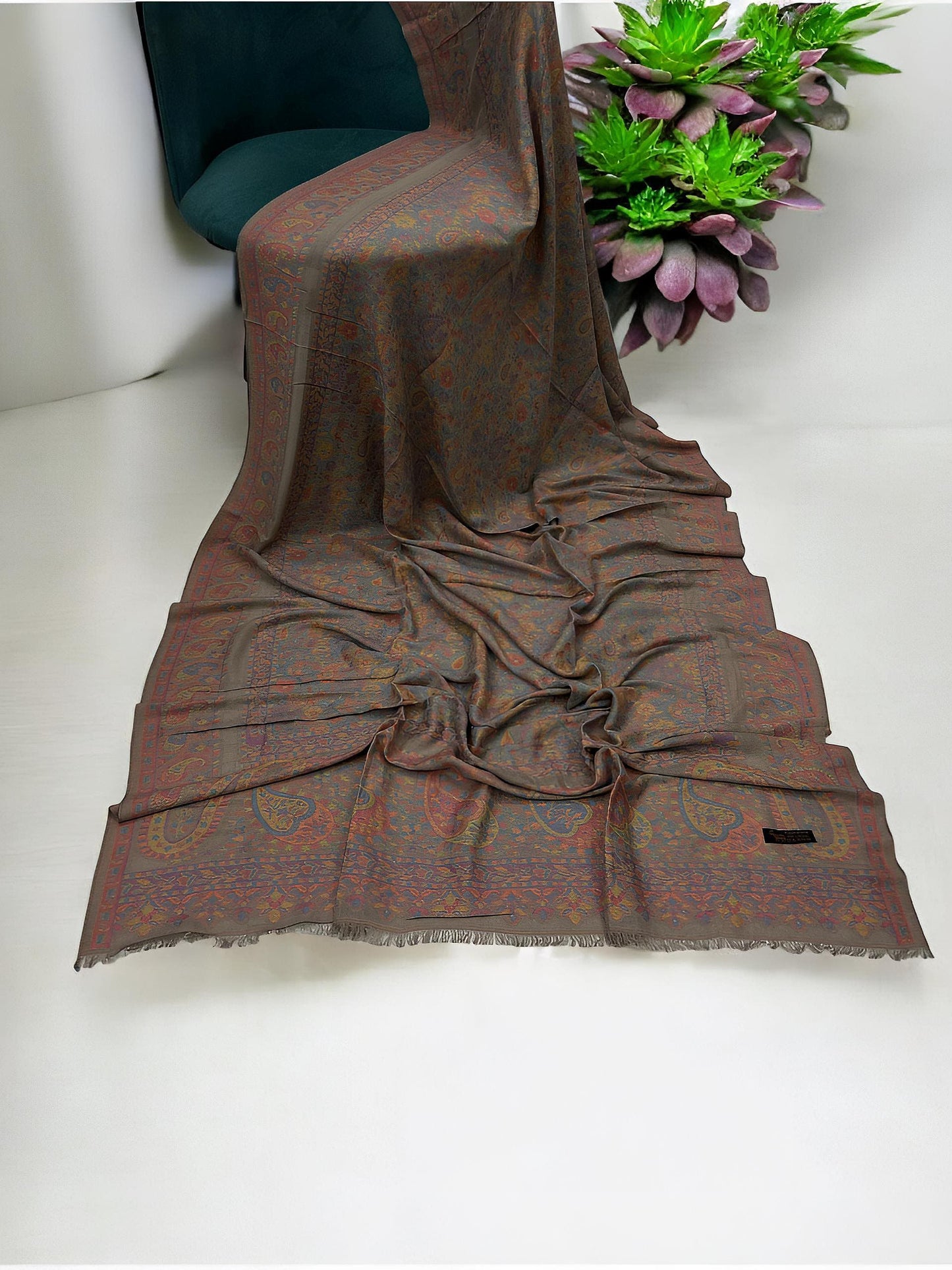 Pashmina Shawl - Soil Brown Paisley