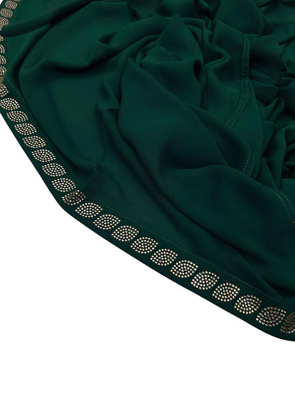 Luxury Green Gold Border Korean Shaal