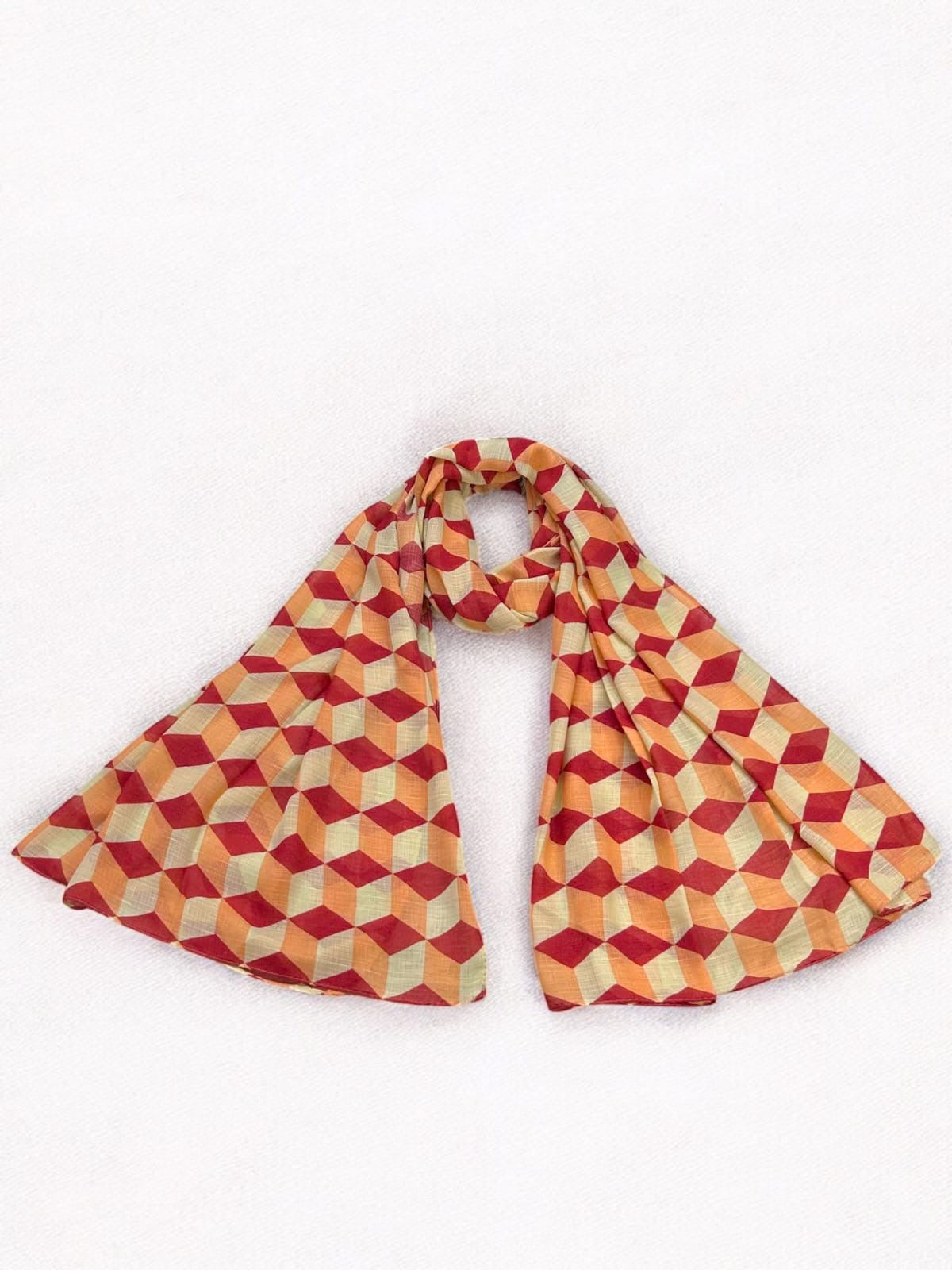 Pink Peach Diamond Printed Modal Hijab