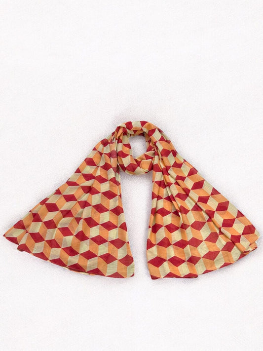 Pink Peach Diamond Printed Modal Hijab