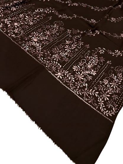 Cocoa Blossom – Hand Embroidered Kashmiri Shawl