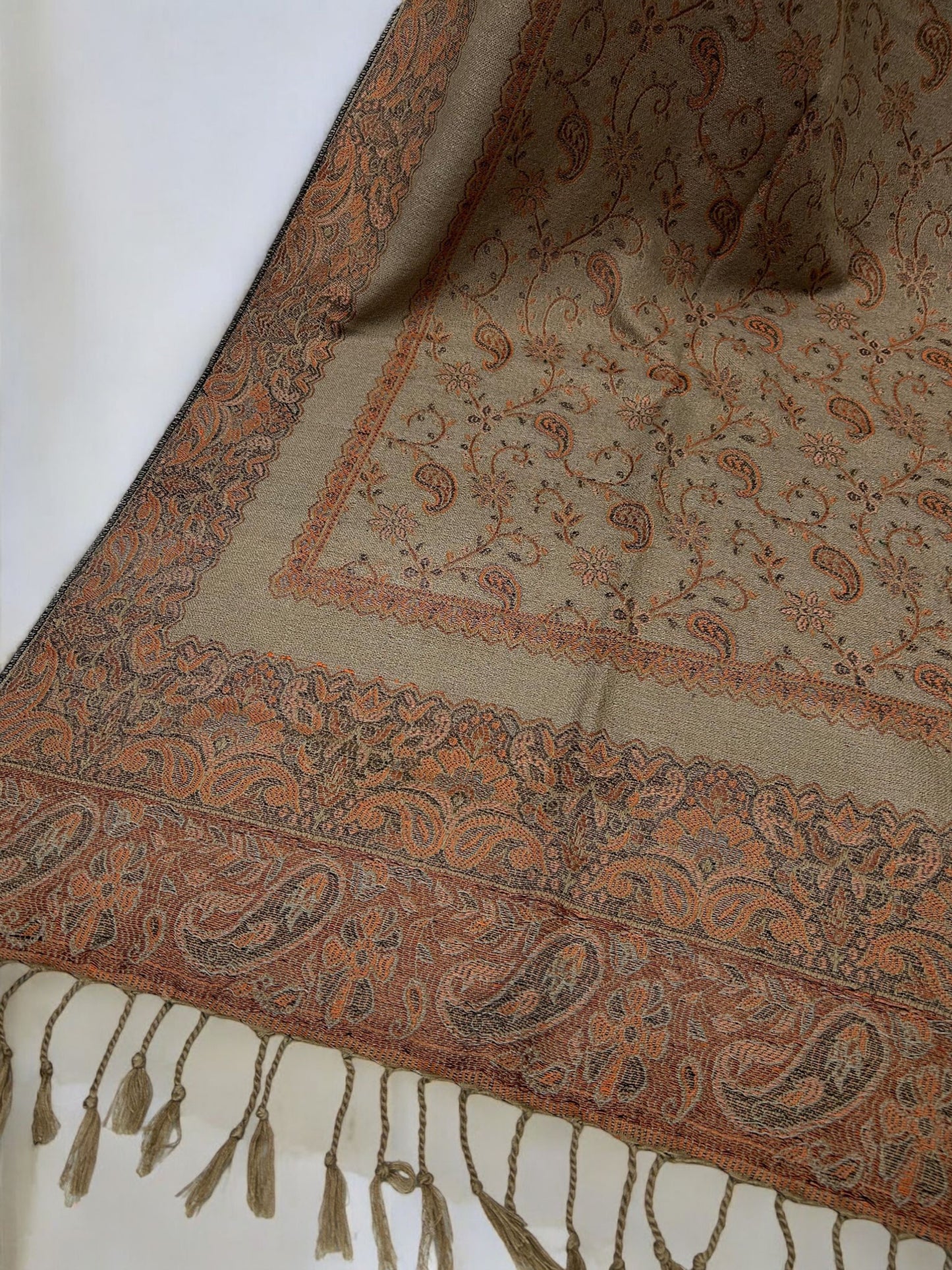 Coffee Coral Little Paisleys Two-Tone Pashmina Hijab