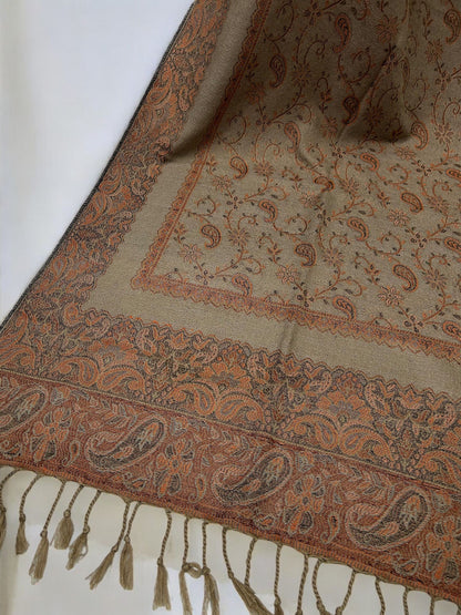 Coffee Coral Little Paisleys Two-Tone Pashmina Hijab