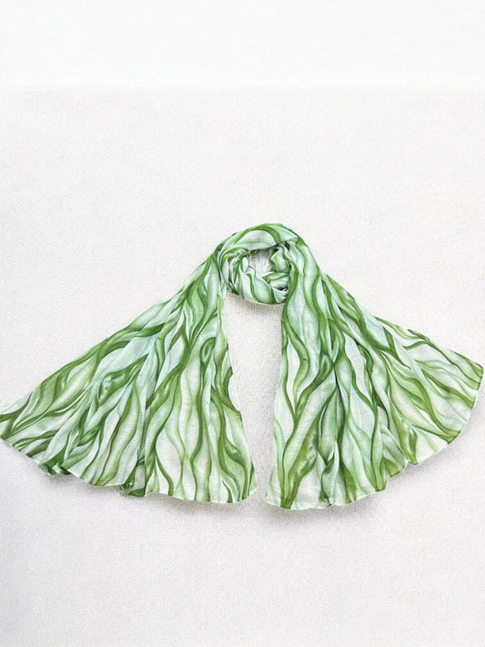 Mint Waves Tie-Dye Printed Modal Hijab