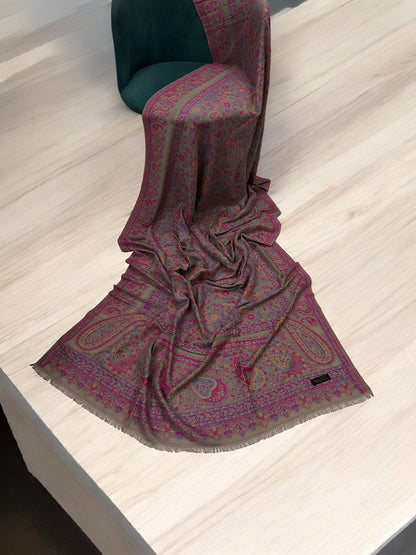 Pashmina Shawl - Pink Beige Paisley