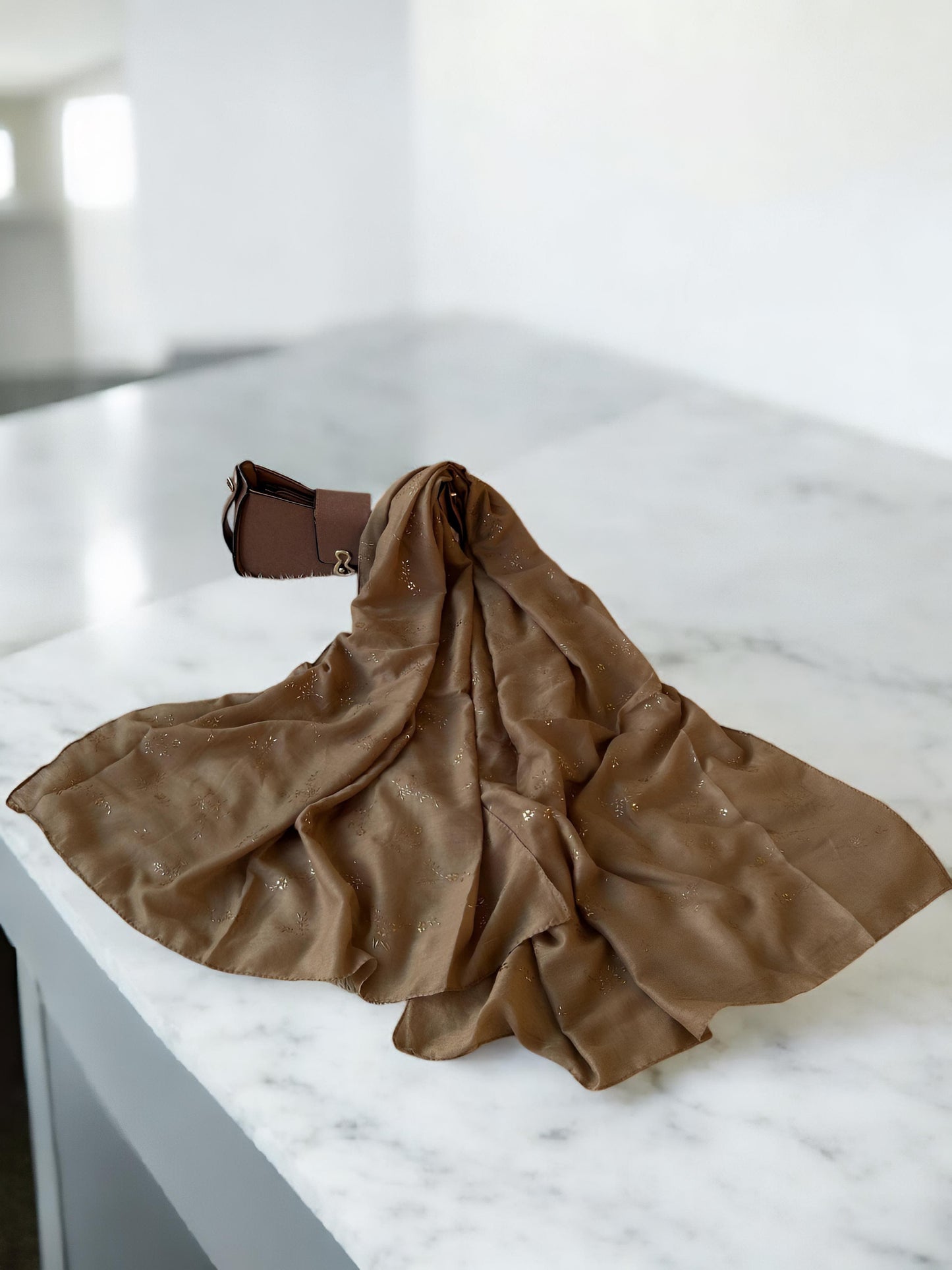 Coffee Brown Sparkle Sequence Hijab