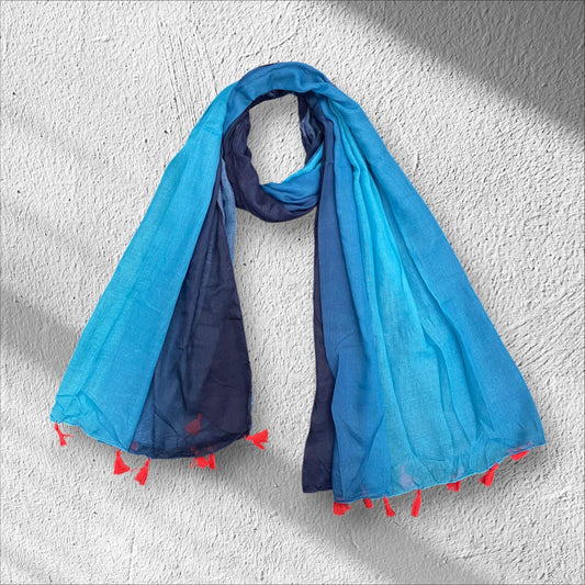Pool Blue Tie-Dye Printed Modal Hijab