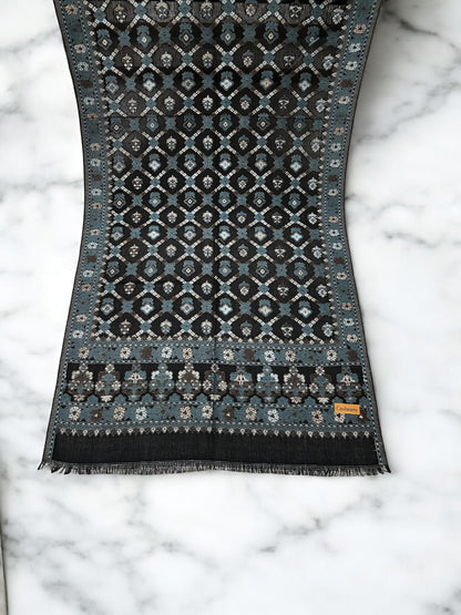 Black Baby Blue Crossed Floral Pashmina Hijab