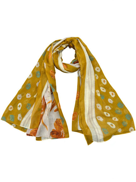 Mustard Gold Mousse Printed Modal Hijab