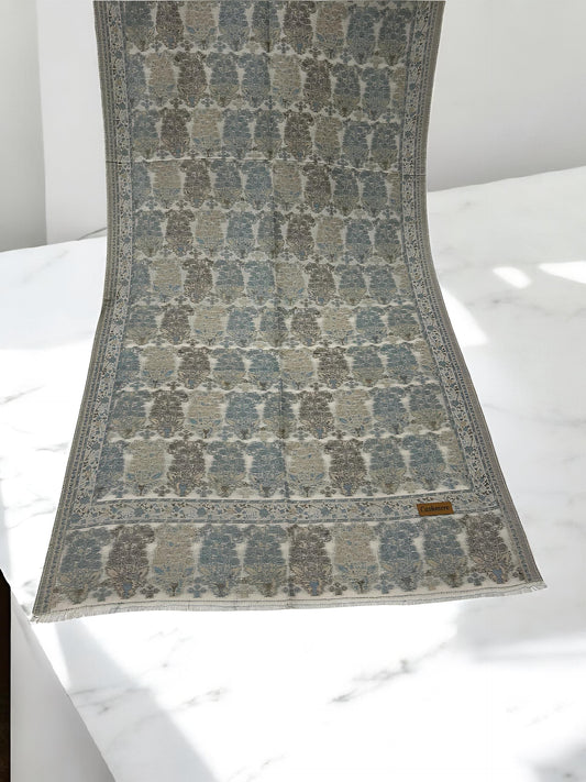 Grey Blue Paisleys Pashmina Hijab