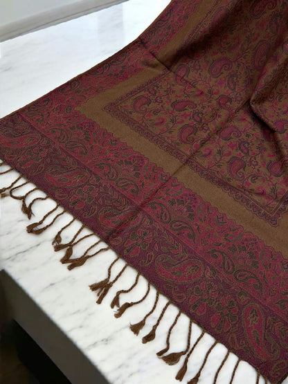 Coffee Candy Pink Little Paisleys Two-Tone Pashmina Hijab
