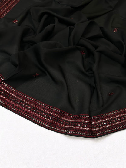 Black Fancy Double Sequence Embroidered Shaal