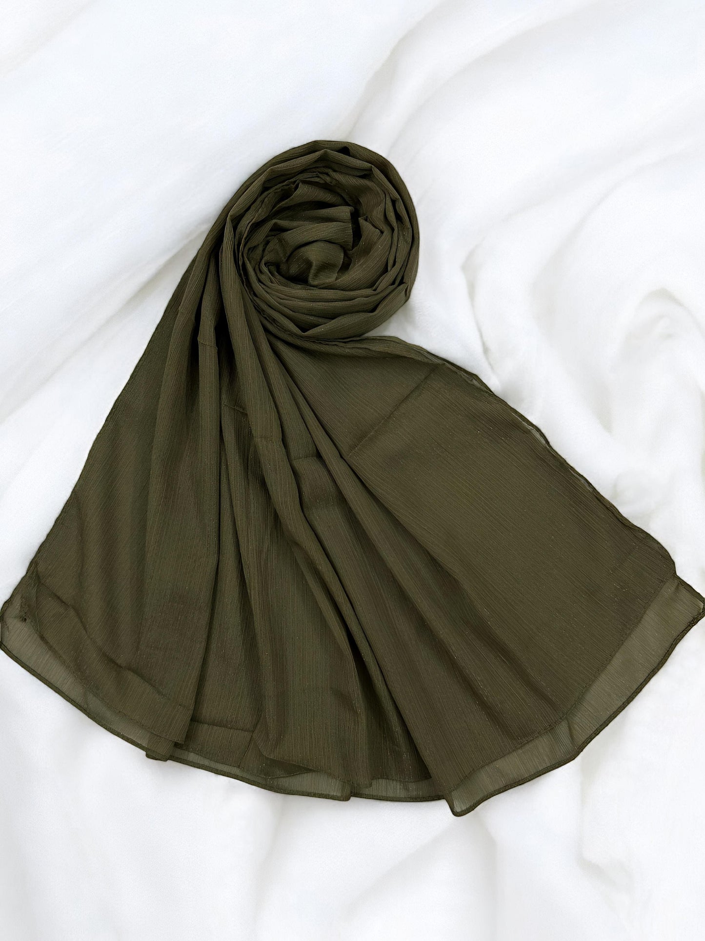 Cactus Green - Crinkle Shimmer Chiffon Wedding Party Occasion Hijab Scarf