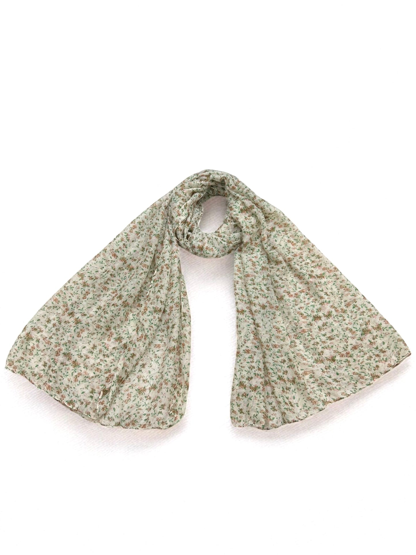 Fawn Beige Little Floral Printed Modal Hijab