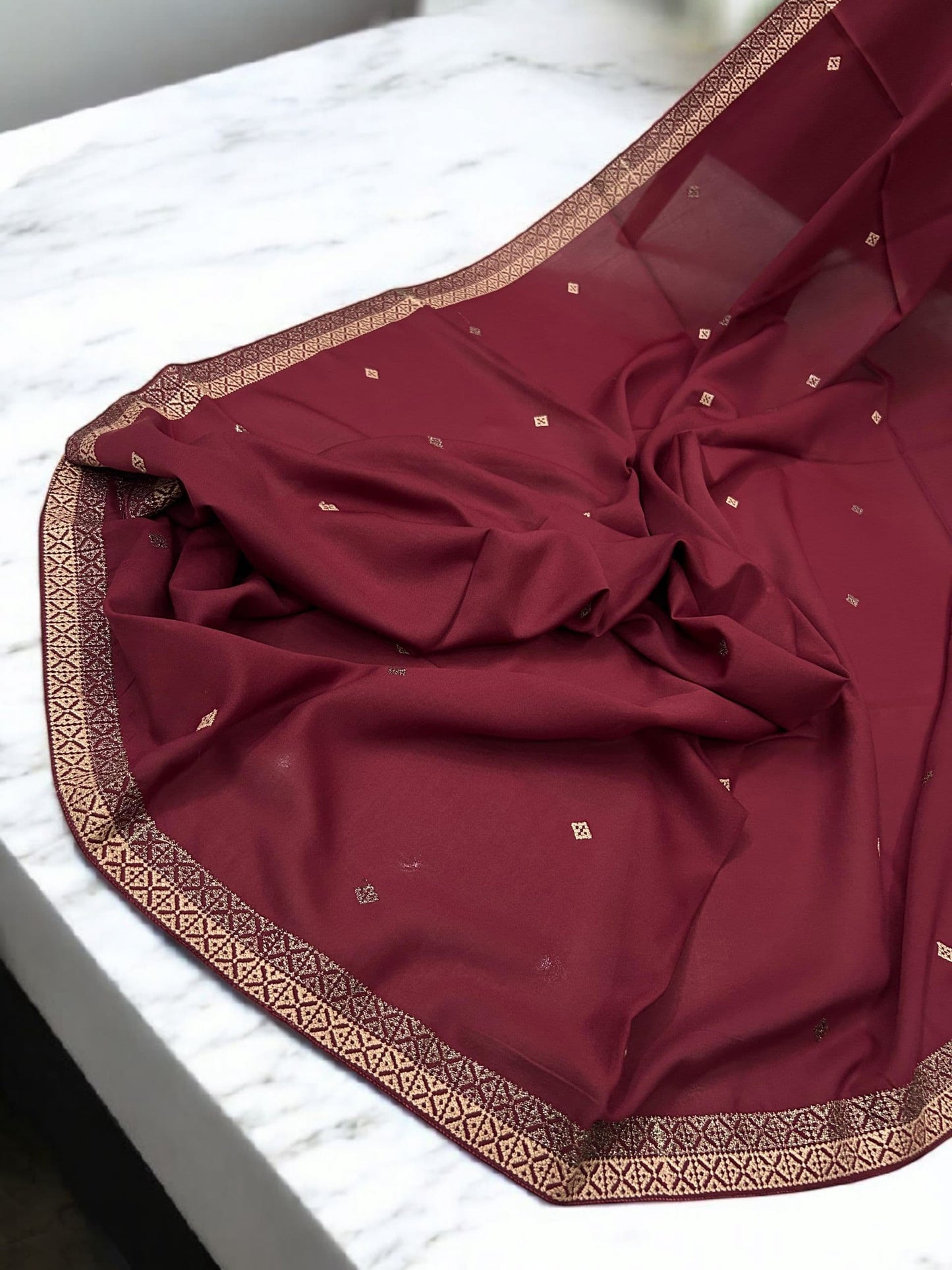 Maroon Brown Double Border Shaal