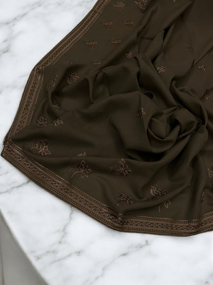 Brownie Fancy Double Embroidered Floral Shaal