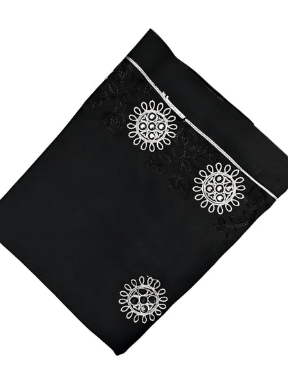 Black Mirrorwork Embroidered Lawn Dupatta