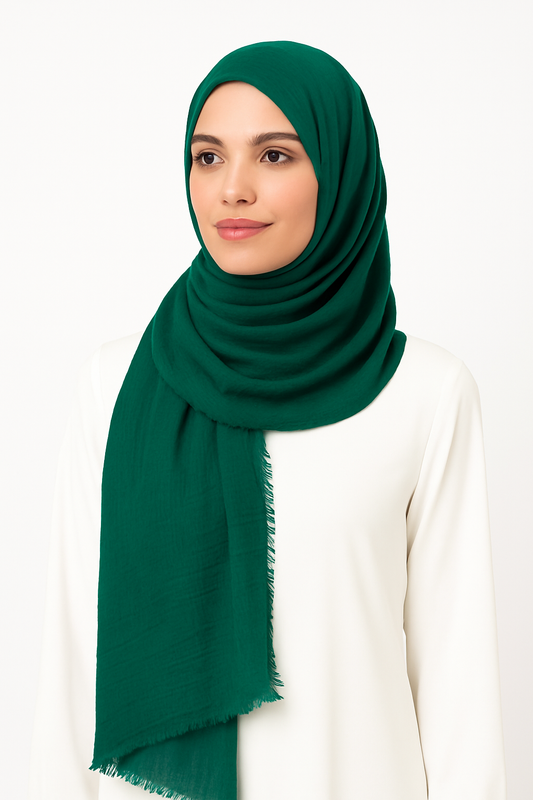 Dark Green - Crimp Lawn Hijab