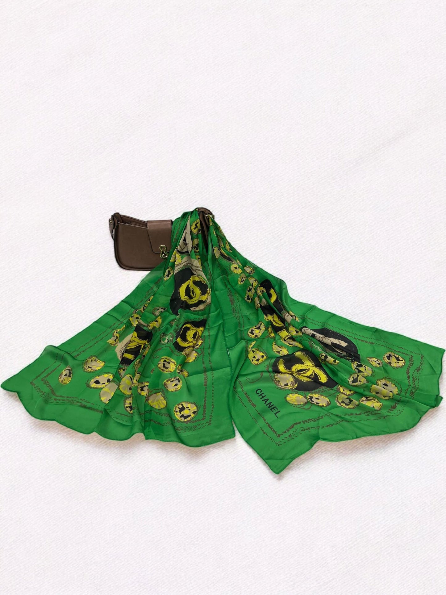 Satin Silk Scarf - Shamrock Green Chanel