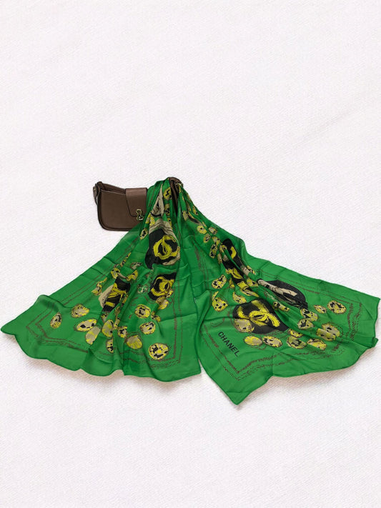 Satin Silk Scarf - Shamrock Green Chanel